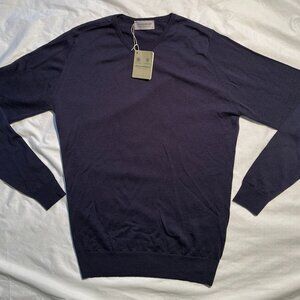 John Smedley Shipton Pullover Men’s Medium Midnight 100% Merino Wool Knit NWT